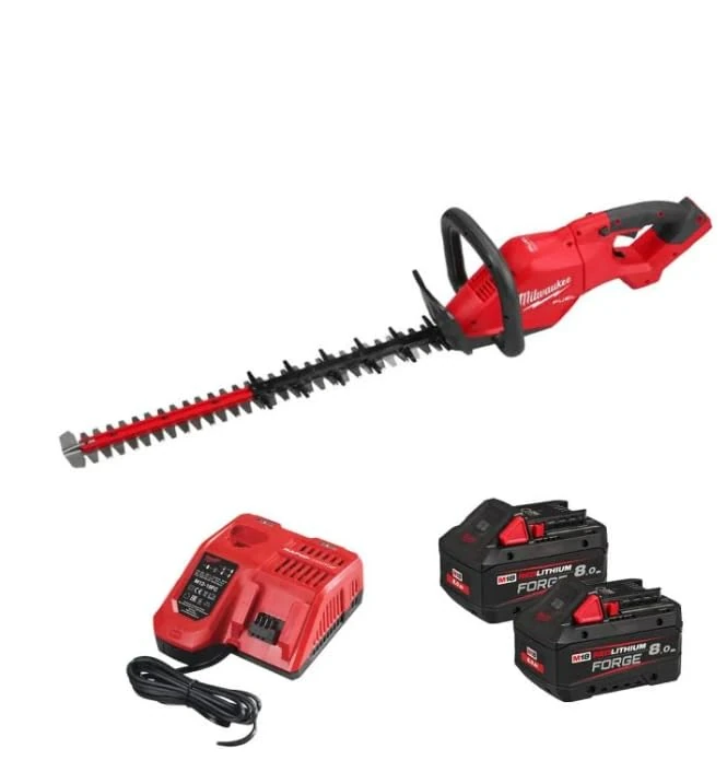 Milwaukee M18 FUEL FHET60G2-802 18V Cordless Brushless 60cm Hedge Trimmer with 2 x 8.0Ah Batteries & Charger