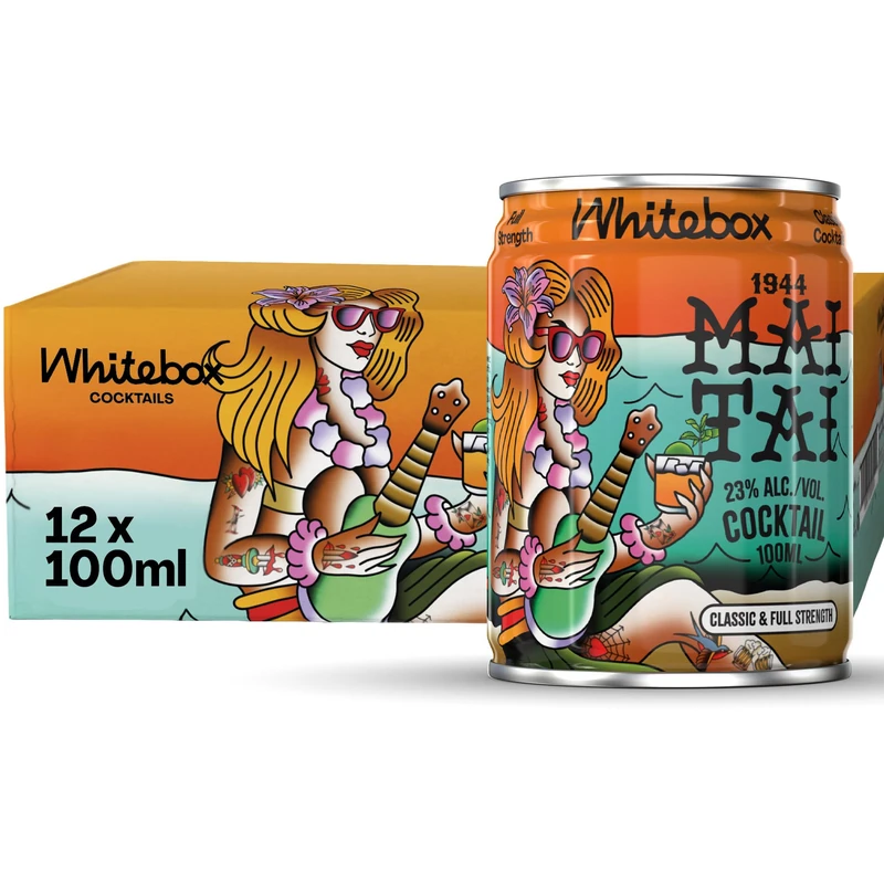 WHITEBOX COCKTAILS Single Serve Classic Mai Tai - Case of 12 Cocktail Cans | Full Strength Mai Tai Cocktail | Pre-mixed Cocktails Ready To Drink 12x100ml