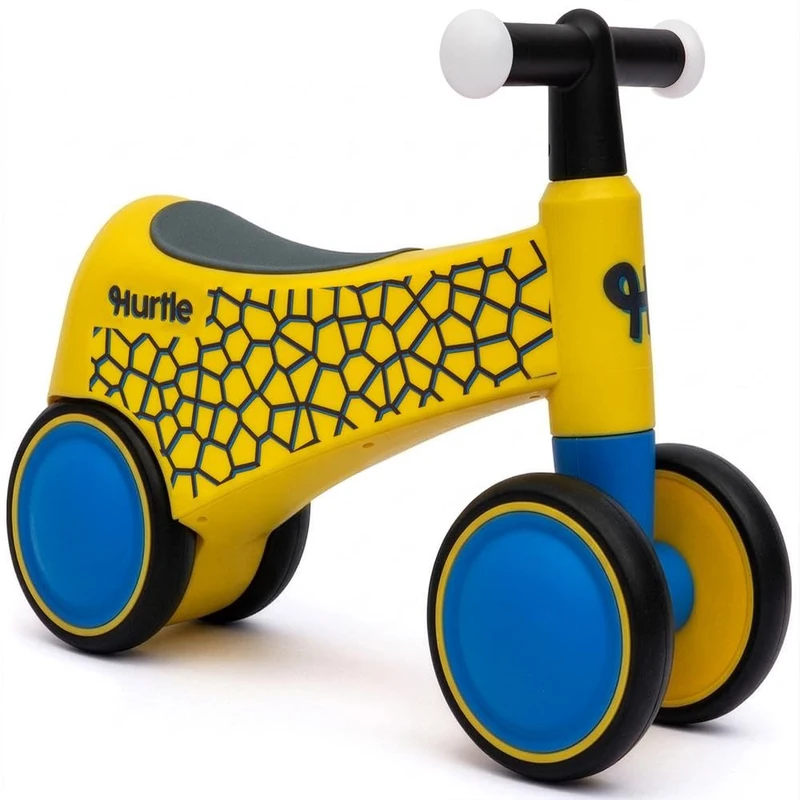 Hurtle Toddler Balance Bike for 1 Year Olds – Baby Ride On Toy with Light Up Handlebars, No Pedal Indoor Outdoor First Bike, Yellow