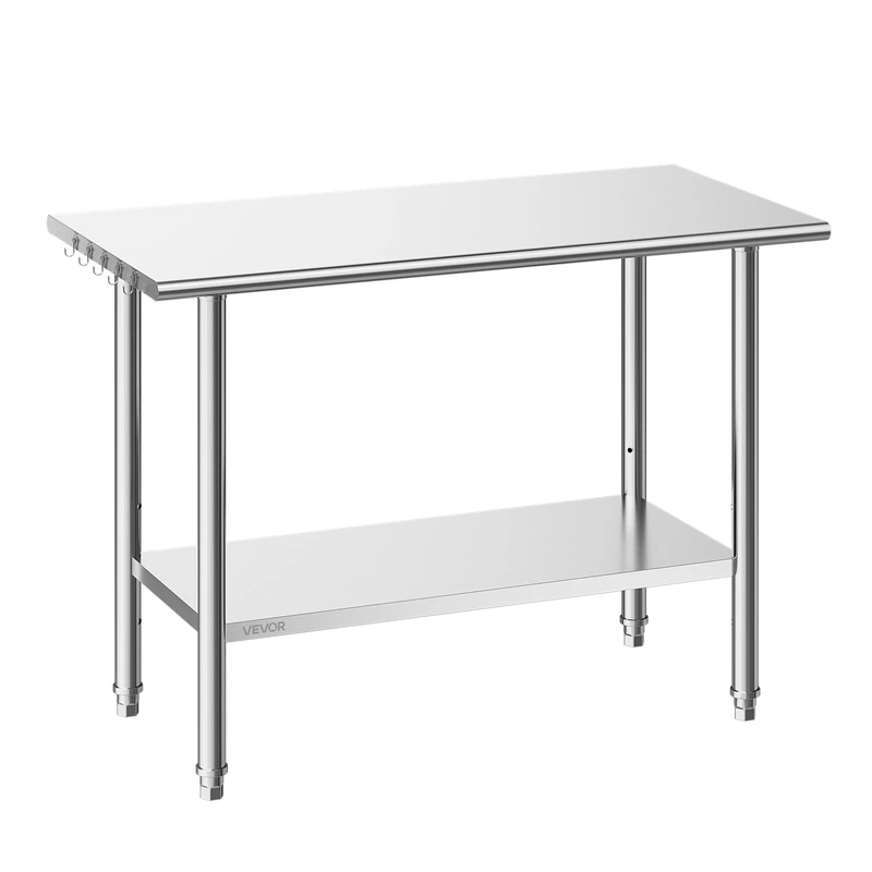 VEVOR Stainless Steel Work Table, 61x122 cm Commercial Food Prep Table