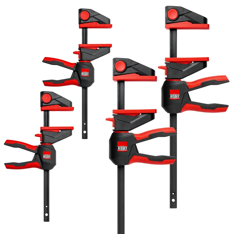 Bessey EZ360M-EZ360-SET Single Hand Clamp Set, 2 x EZ360M-15 and 2 x EZ360-30, Innovative 360° Rotating Mechanism Allows You to Place the Handle Unit Around the Rail