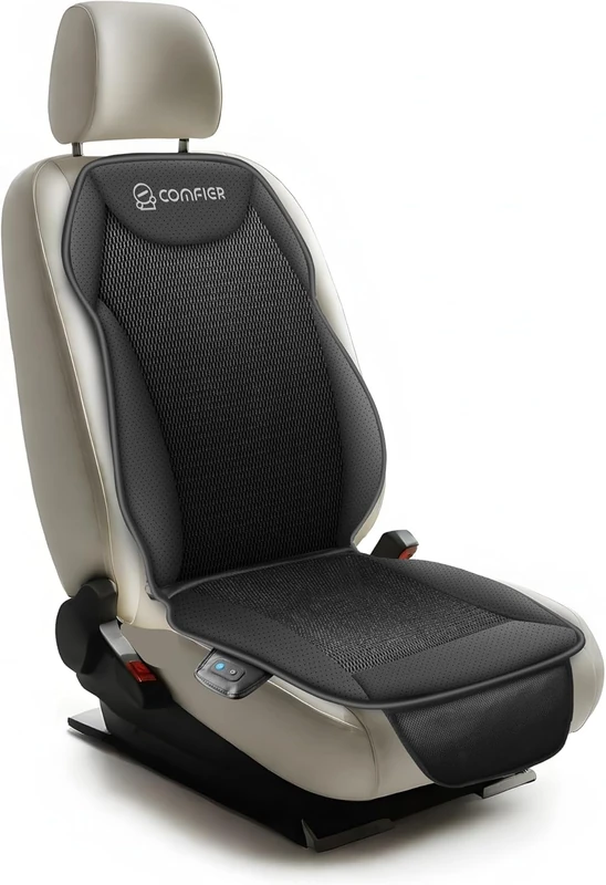 COMFIER Cooling Car Seat Cushion, 12 V Ventilated Seat Cover with Adjustable Cooling Intensity, Black Universal Car Seat Cover for Front Seats, Suitable for Car, Truck & SUV