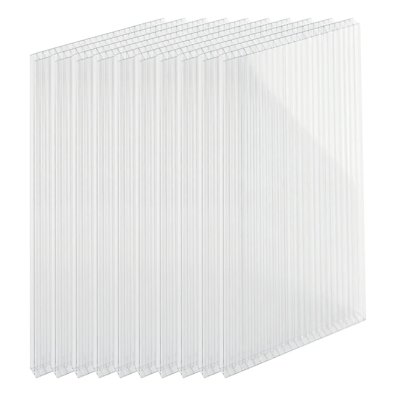Relaxdays Twin-wall Sheets, Set of 10, 6 mm, for greenhouses, 121 x 60.5 cm, polycarbonate, transparent