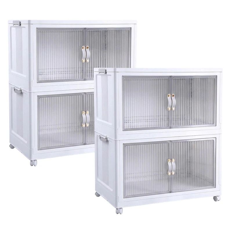 Well Home Double Storage Cabinet, White, 45 x 27 x 81 cm, Set of 2 - Image 1