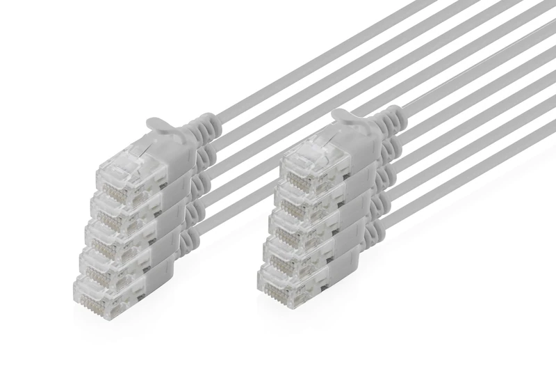 DIGITUS LAN cable Cat 6 – 5.0m – 1 Gbit/s – 10 pieces – unshielded U-UTP – Slim AWG 32/7 – PoE+ – LSZH – 250 Mhz – RJ45 network – gray - Image 1