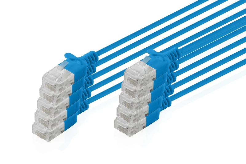 Digitus LAN cable Cat 6 – 3.0m – 1 Gbit/s – 10 pieces – unshielded U-UTP – Slim AWG 32/7 – PoE+ – LSZH – 250 Mhz – RJ45 network – Blue