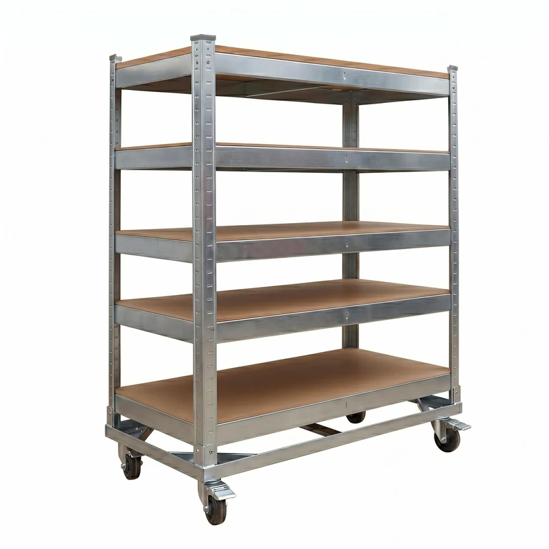 Relaxdays 5-tier mobile workshop trolley, castors & brakes, up to 750 kg, HWD: 110x90x45 cm, steel, silver - Image 1