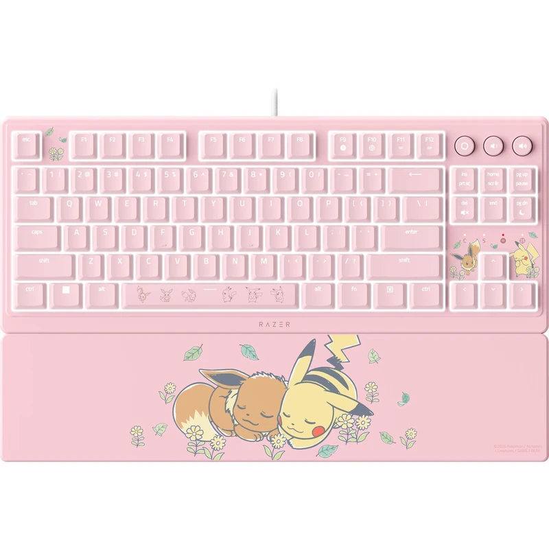 Razer Ornata V3 Tenkeyless Pokémon Pikachu & Eevee - Compact, flat gaming keyboard - Chroma backlit - Dedicated media keys - US QWERTY layout | Membrane switches