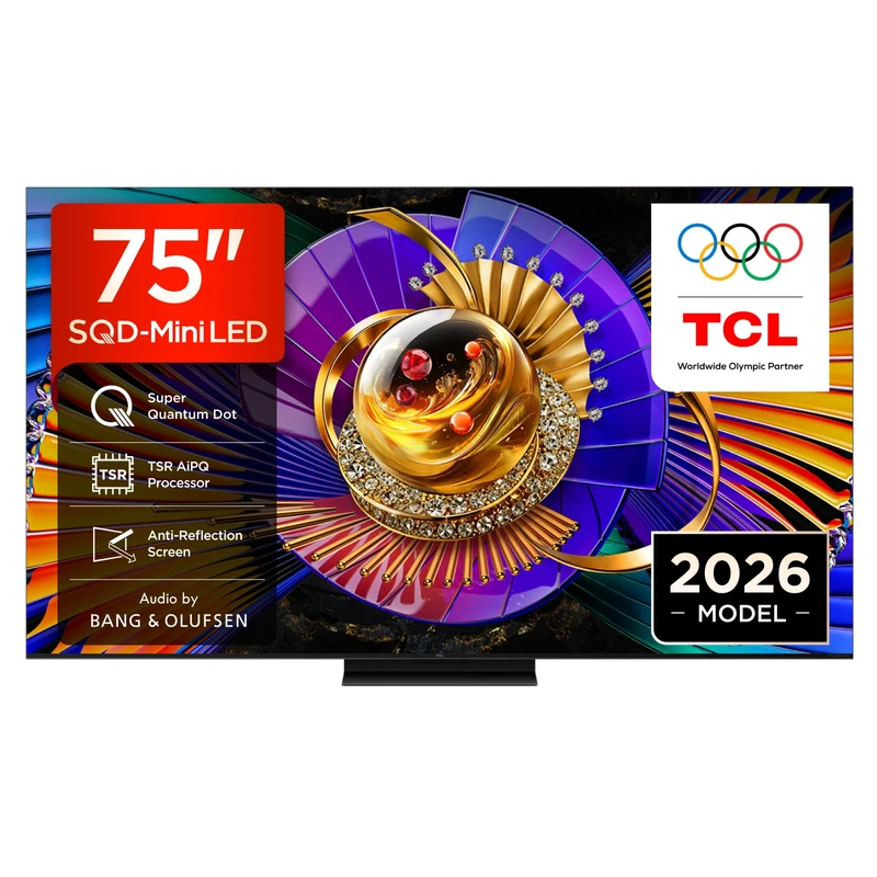 TCL 75C7L-UK 75 Inch SQD-Mini LED TV, 4K HDR 3000 nits and 1,352 dimming zones, Google TV, Dolby Vision & Atmos, Audio by Bang & Olufsen, 144Hz, Apple AirPlay 2 & Alexa (2026 New Model)