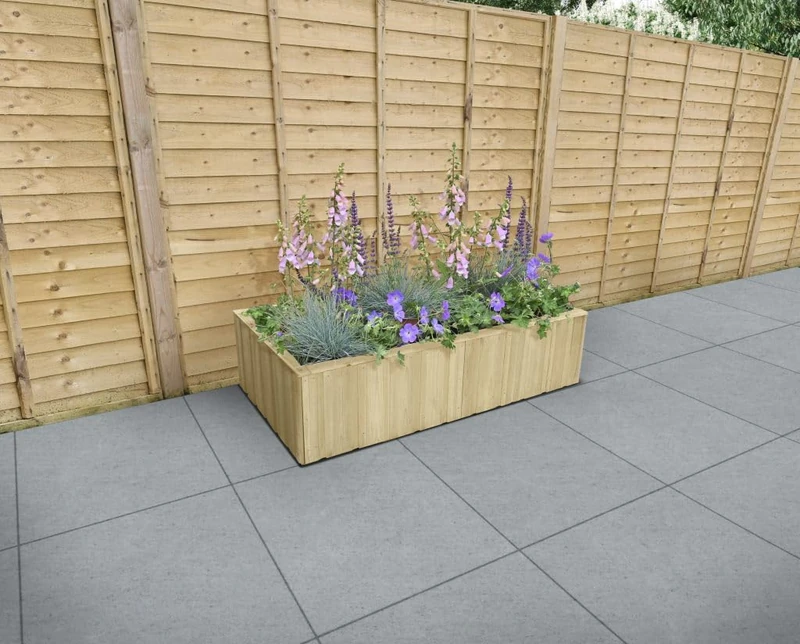 Forest Garden Lapline Shiplap Wooden Planter (1.2m x 0.67m)|Outdoor Flower Box for Herbs, Plants or Vegetables