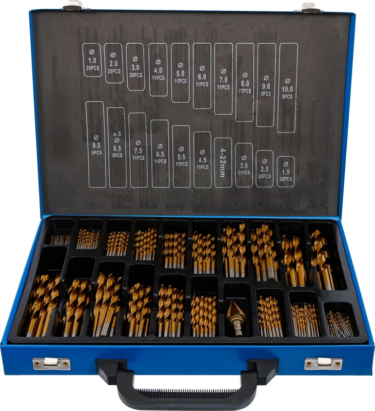 BGS 72130 Spiral and Step Drill Bit Set HSS Titanium Nitrided 1-10 mm 231 Pieces