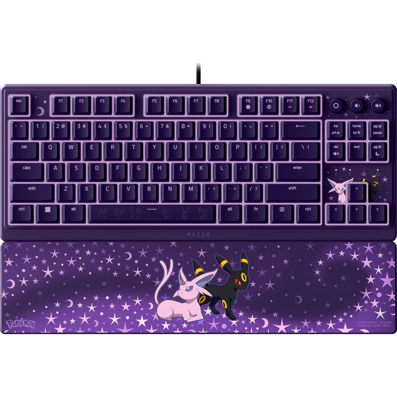 Razer Ornata V3 Tenkeyless Pokémon Espeon & Umbreon Edition - Compact, flat gaming keyboard - Chroma backlit - Dedicated media keys - US QWERTY layout | Membrane switches