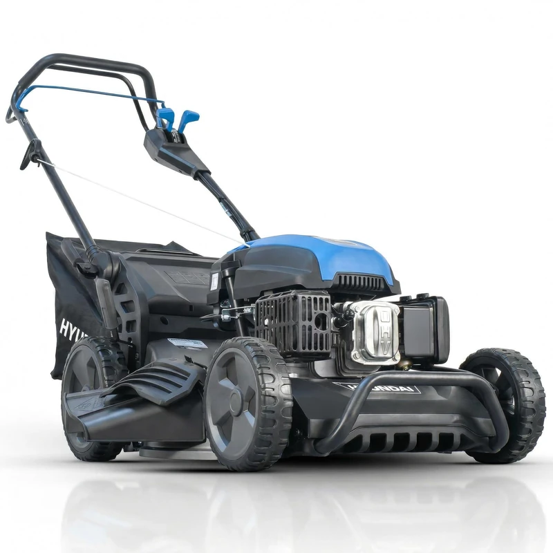 Hyundai 21” / 53cm Self-Propelled PRO Petrol Lawnmower, 196cc 4-Stroke Engine, Heavy Duty Steel Deck, 4-in-1 Mulch, Collect, Side & Rear Discharge, 75L Grass Box