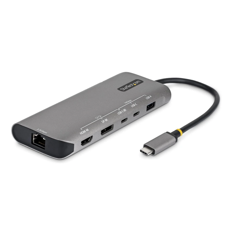 StarTech 7-in-1 USB4 Multiport Adapter, Driverless Dual-4K for macOS and Windows, 140W Power Delivery Charging, 3-Port 10Gbps Hub, 2.5 Gigabit Ethernet, Mini Dock