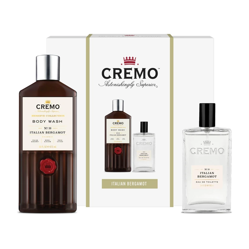 CREMO ITALIAN BERGAMOT Gift Set for Men - Eau de toilette 100ml + Body Wash 473ml - Spicy fragrance
