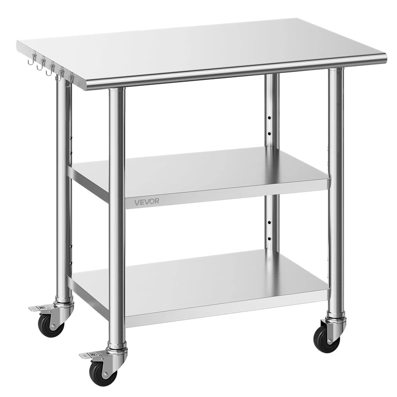Stainless Steel Work Table (Stainless Steel Color, 915 x 610 x 864 mm)
