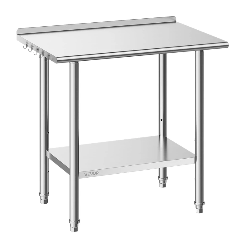 VEVOR Stainless Steel Work Table, 61x91.5cm Food Prep Table Backsplash