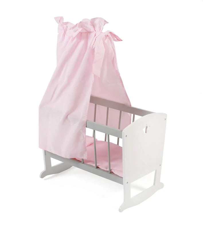 Bayer Chic 2000 - Doll's Cradle for Dolls up to 46 cm, Doll's Bed, Doll Furniture, Stars Grey - Image 1