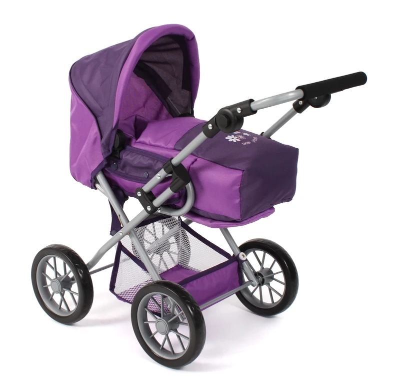 Bayer Chic 2000 - Leni Doll's Pram, 2-in-1 Combination Doll Pram with Removable Carry Bag, Pram for Dolls up to 46 cm Size, Plum, Purple - Image 1