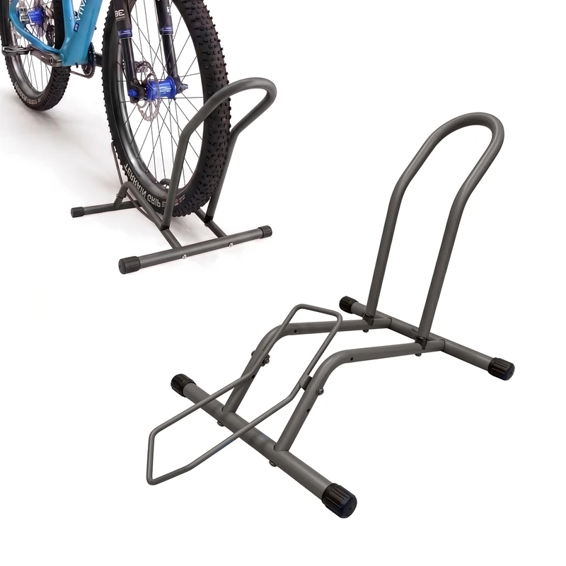 Relaxdays bike stand, 16–29 in, tyre width up to 10.5 cm, front & rear wheel floor stand, 1 bike, anthracite