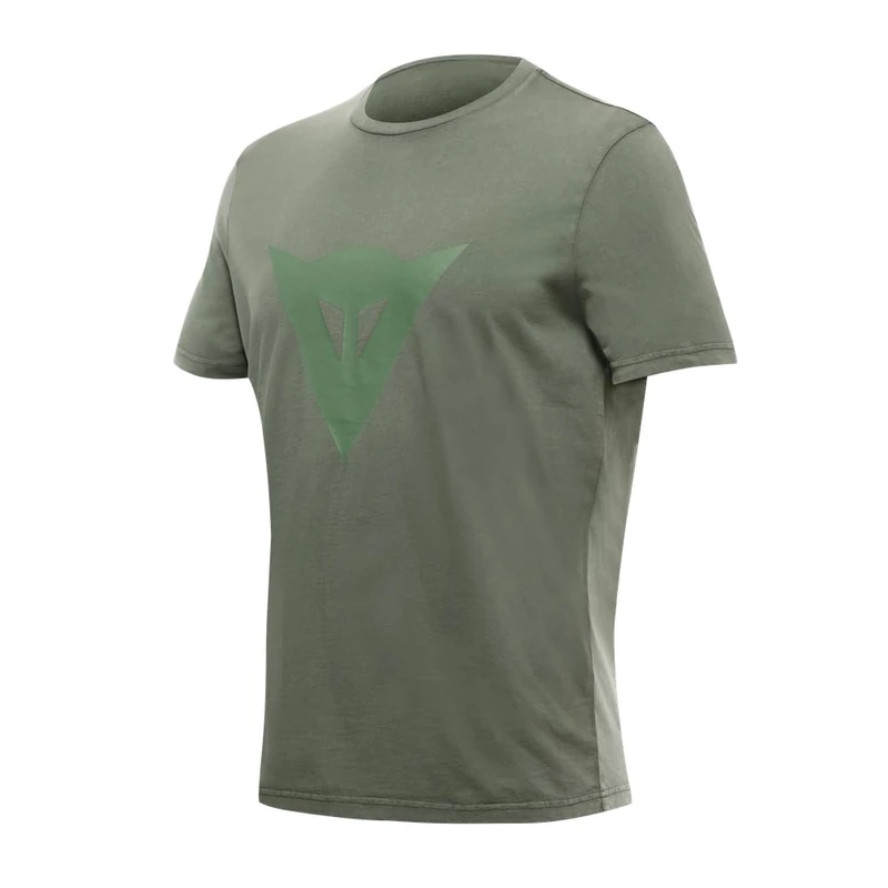 Dainese Dyed Speed Demon T-Shirt, Men's Regular Fit Garment Dyed Cotton T-Shirt with Tone on Chest Print Essential Style, for Men, Green-Bronze, XL
