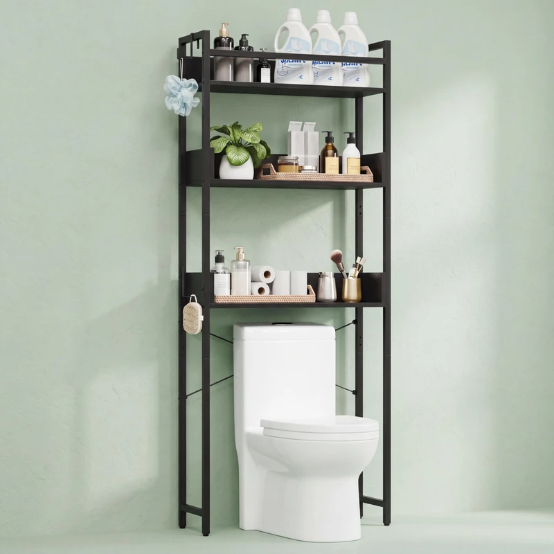 GarveeLife Stainless Steel Bathroom Shelf 3 Tier Toilet Shelf with Shelf Over the Toilet Iron Hook