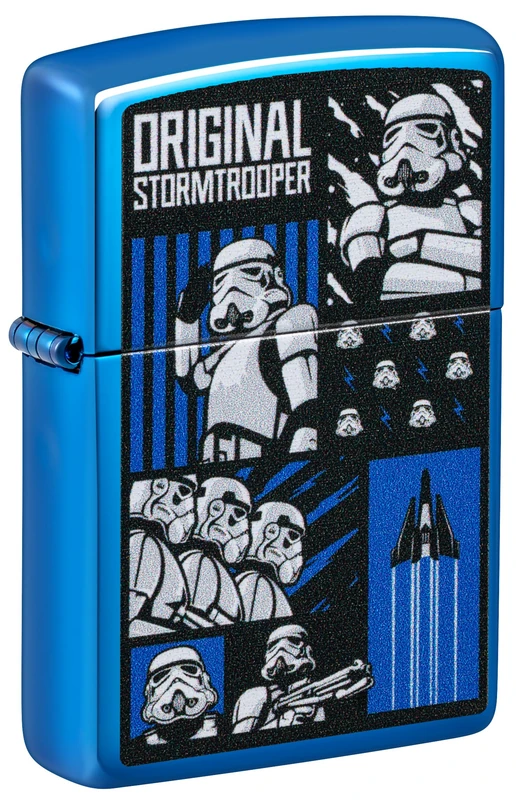 Zippo Windproof Lighter, Original Stormtrooper Collage, High Polish Blue, Color Image