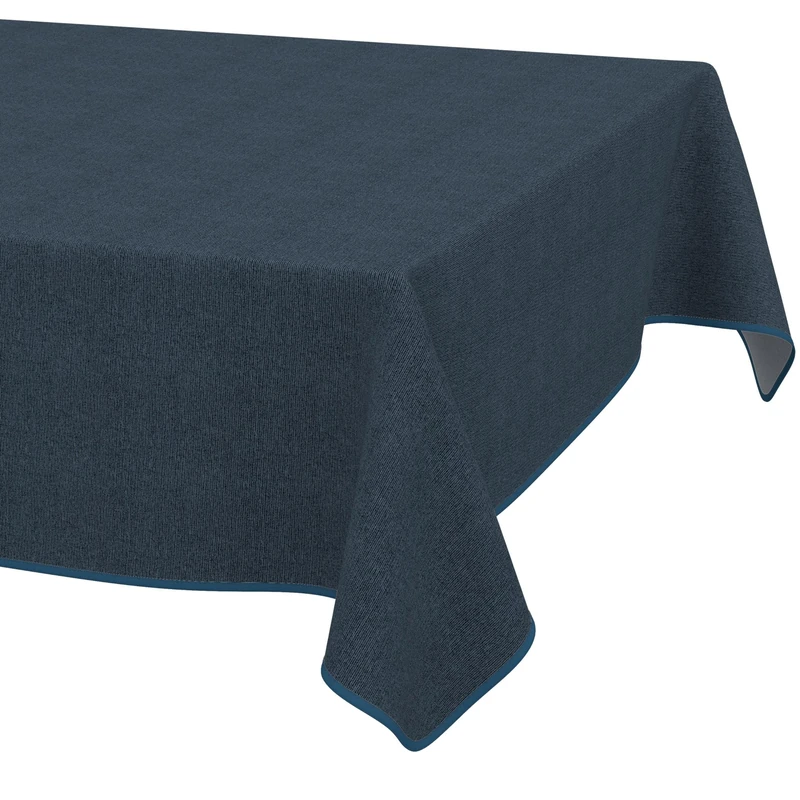 ANRO Washable Tablecloth Dark Blue Linen Look Rectangular 220 x 140 cm - Garden Tablecloth Indoor Outdoor Water-Repellent Dirt-Repellent Easy Care with Hem - Image 1