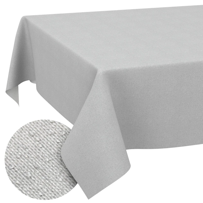 ANRO Washable Tablecloth Grey Linen Look Rectangular 350 x 140 cm - Garden Tablecloth Indoor Outdoor Water-Repellent Dirt-Repellent Easy Care Cut Edge