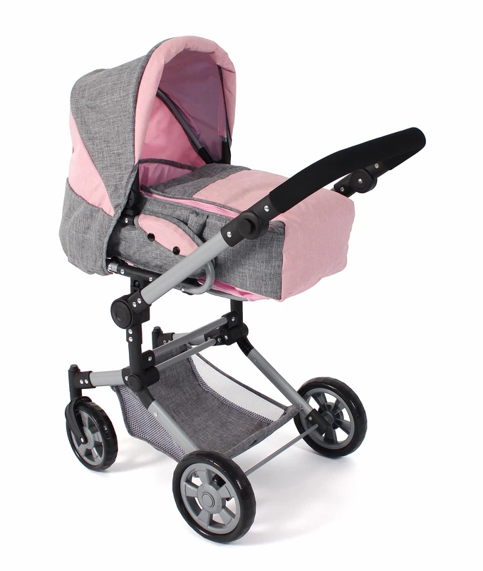 Bayer Chic 2000 Jara Combination Doll's Pram, 2-in-1, Grey/Pink, 4-8 Years