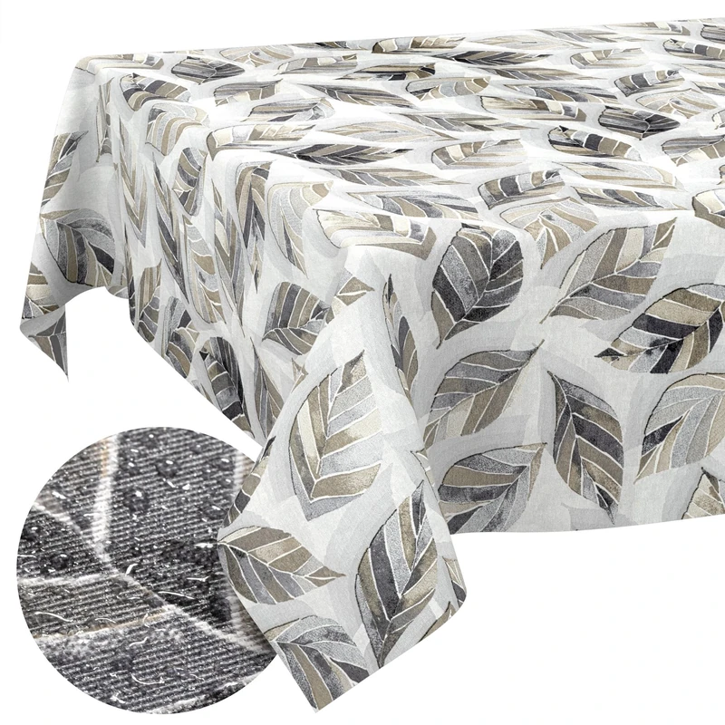 ANRO Washable Tablecloth Leaves Rectangular 500 x 140 cm - Water-Repellent Indoor Outdoor Lotus Effect Cut Edge - Image 1