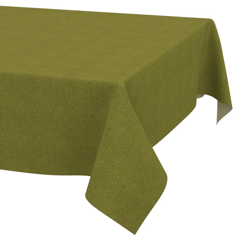 ANRO Washable Tablecloth Olive Green Linen Look Rectangular 350 x 140 cm - Garden Tablecloth Indoor Outdoor Water-Repellent Dirt-Repellent Easy Care Cut Edge