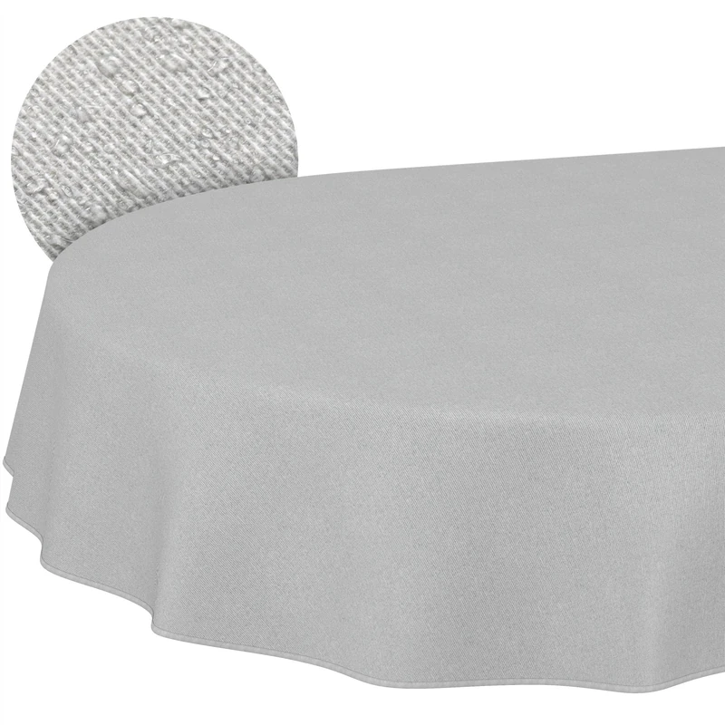 ANRO Washable Tablecloth Grey Linen Look Oval 240 x 140 cm - Garden Tablecloth Indoor Outdoor Water-Repellent Dirt-Repellent Easy Care with Hem - Image 1