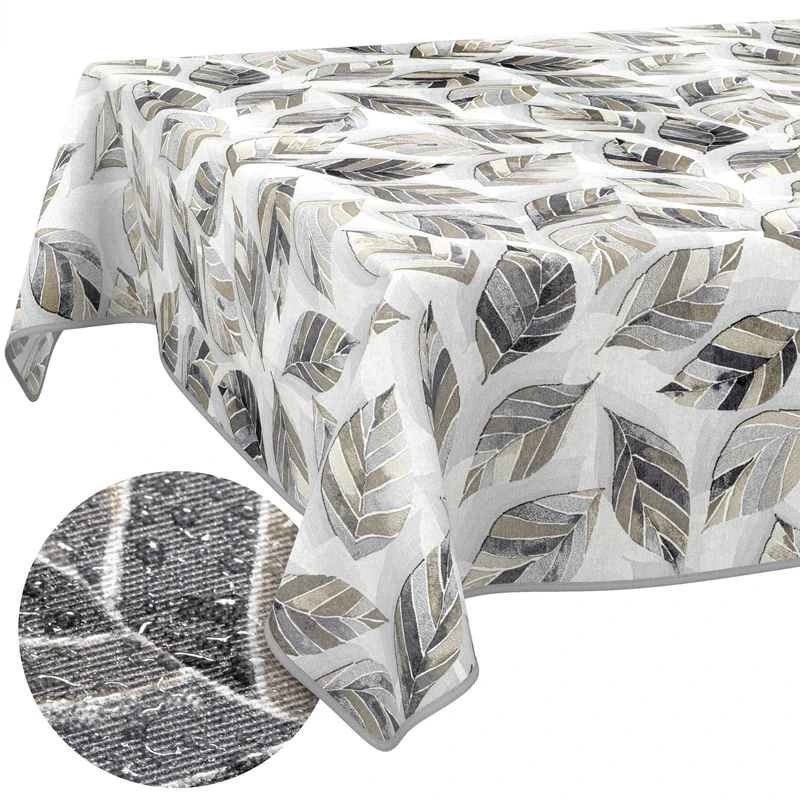ANRO Washable Tablecloth Leaves Rectangular 240 x 140 cm - Water-Repellent Indoor Outdoor Lotus Effect with Hem - Image 1