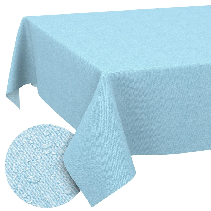 ANRO Washable Tablecloth Pastel Blue Linen Look Rectangular 400 x 140 cm - Garden Tablecloth Indoor Outdoor Water-Repellent Dirt-Repellent Easy Care Cut Edge - Image 1