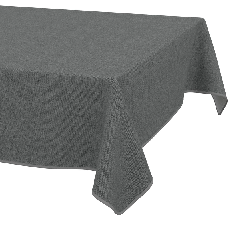 ANRO Washable Tablecloth Dark Grey Linen Look Rectangular 240 x 140 cm - Garden Tablecloth Indoor Outdoor Water-Repellent Dirt-Repellent Easy Care with Hem - Image 1