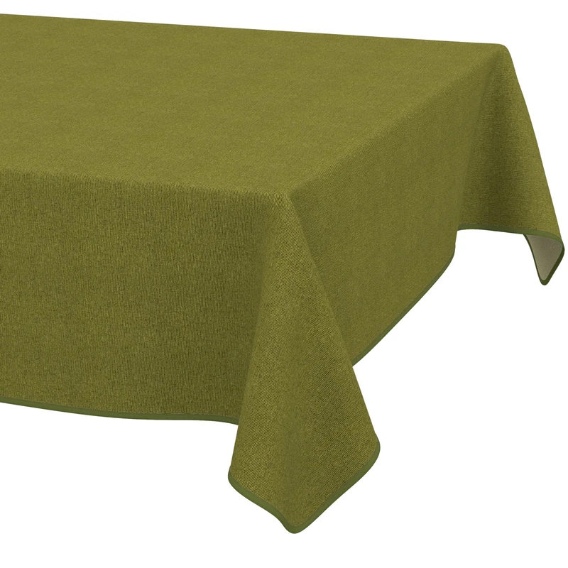 ANRO Washable Tablecloth Olive Green Linen Look Rectangular 240 x 140 cm - Garden Tablecloth Indoor Outdoor Water-Repellent Dirt-Repellent Easy Care with Hem - Image 1