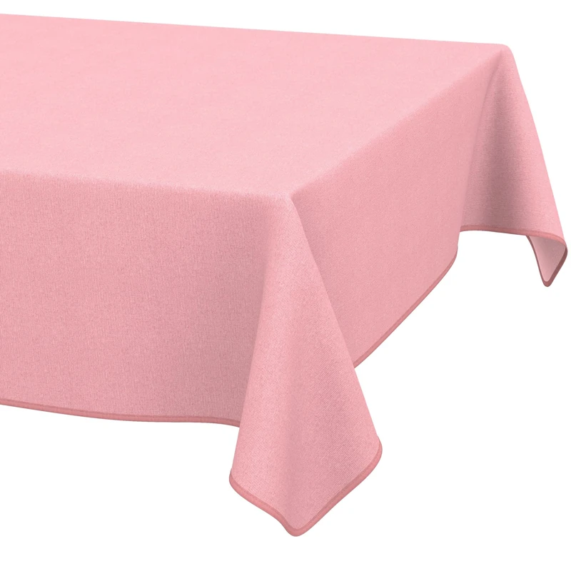 ANRO Washable Tablecloth Pink Linen Look Rectangular 240 x 140 cm - Garden Tablecloth Indoor Outdoor Water-Repellent Dirt-Repellent Easy Care with Hem - Image 1