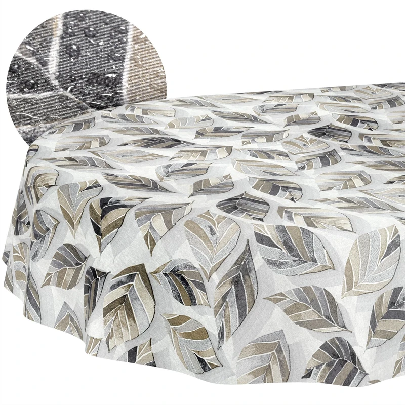 ANRO Washable Tablecloth Leaves Oval 300 x 140 cm - Water Resistant Indoor Outdoor Lotus Effect Cut Edge