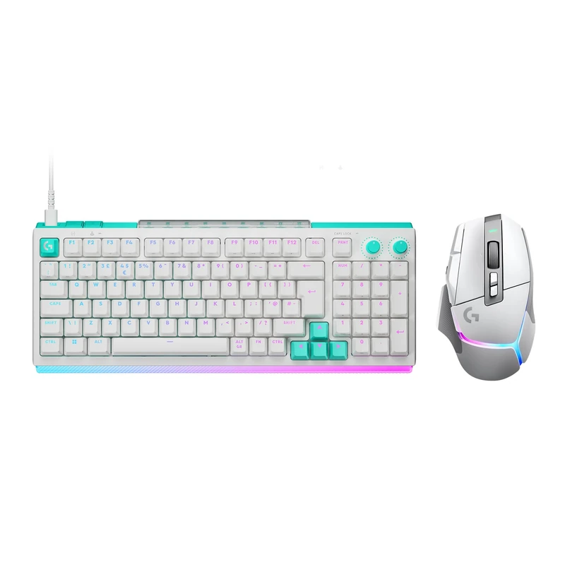 Logitech G512 X 98 - Hot-Swappable TMR Analogue/Mechanical Gaming Keyboard, 8K, RAPID TRIGGER, RGB, Wired + G502 X PLUS LIGHTSPEED Wireless RGB Gaming Mouse, HERO 25K sensor, PC/Mac - White