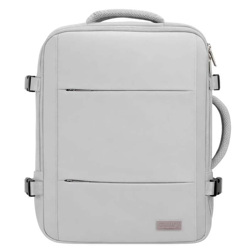 CAMRY CR 6881 Medium Grey Hand Luggage Backpack 40 x 20 x 30 cm, 24 Litres, Business and Travel Backpack, 3 Compartments, 13 Pockets, Suitable for Laptops up to 15.6 Inches