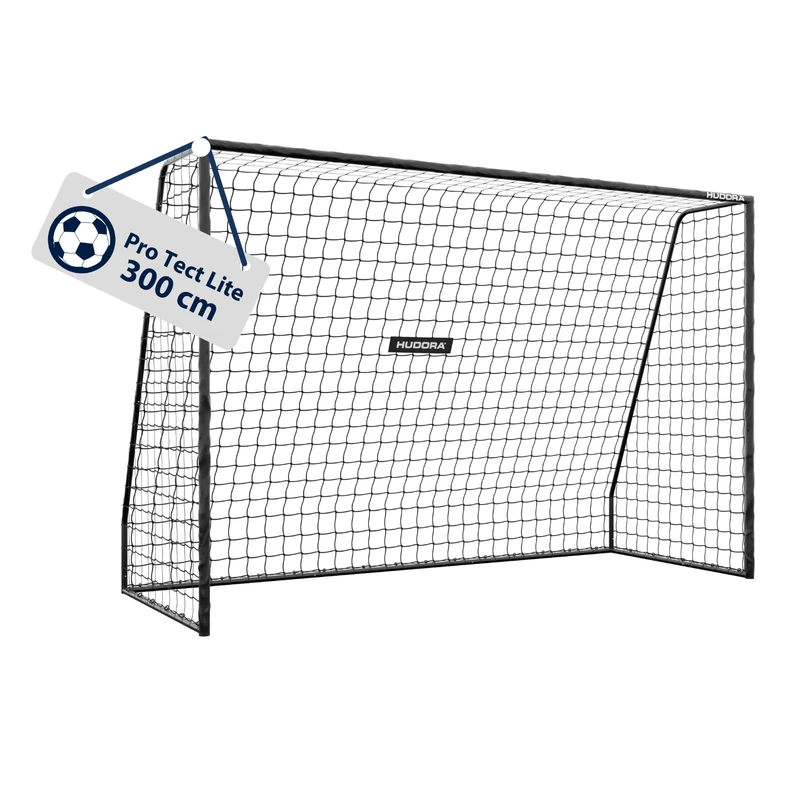 HUDORA Pro Tect 300 Lite soccer goal – garden soccer goal with post padding for outdoor use – quick to set up thanks to click connections – stable goal for children & teens - black
