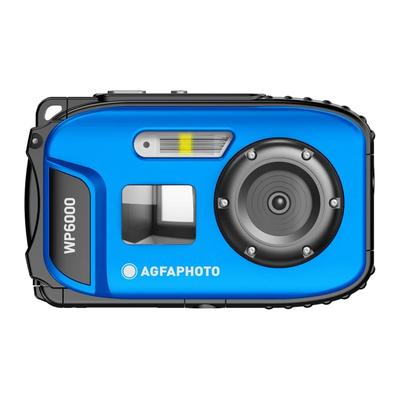 AGFA PHOTO Realishot WP6000 – Waterproof Digital Camera, 3 m/10 ft, 18 MP, HD Video, 2.4" LCD Screen, 16x Digital Zoom, Autofocus, Selfie Mirror, Lithium Battery – Blue
