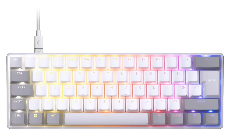 CORSAIR CLIPPER PRO MINI 60 Hall Effect FPS Gaming Keyboard – Rapid Trigger, SOCD, 8000Hz, Adjustable Actuation, IP57 Water & Dust, PBT Double Shot, Wired, RGB, UK QWERTY, for Windows PC & Mac – White