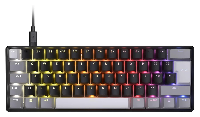 CORSAIR CLIPPER PRO MINI 60 Hall Effect FPS Gaming Keyboard – Rapid Trigger, SOCD, 8000Hz, Adjustable Actuation, IP57 Water & Dust, PBT Double Shot, Wired, RGB, UK QWERTY, for Windows PC & Mac – Black