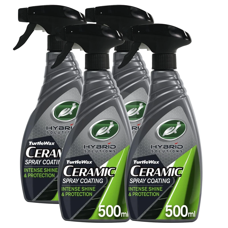 Turtle Wax Hybrid Solutions Ceramic Spray Coating, High Shine Car Wax, Offers Durable Paint Protection, Extreme Water Beading Action, Safe for Glass, Wheels, Trim and More, 500ml (Pack of 4) - Image 1