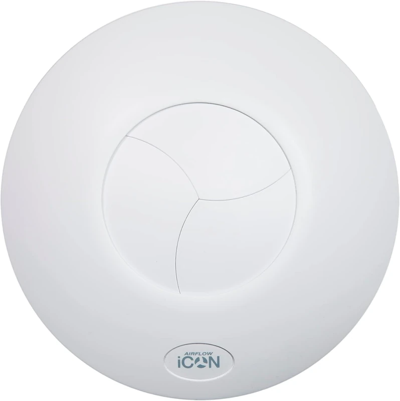 Airflow iCON 15 Extractor Fan with Pull Cord Humidity Timer – Patented Iris Shutter, Auto‑Opens & Closes, 28.8dB, 19 l/s, 100mm, Humidity Sensor with Manual Boost & Adjustable Timer, 3‑Year Warranty