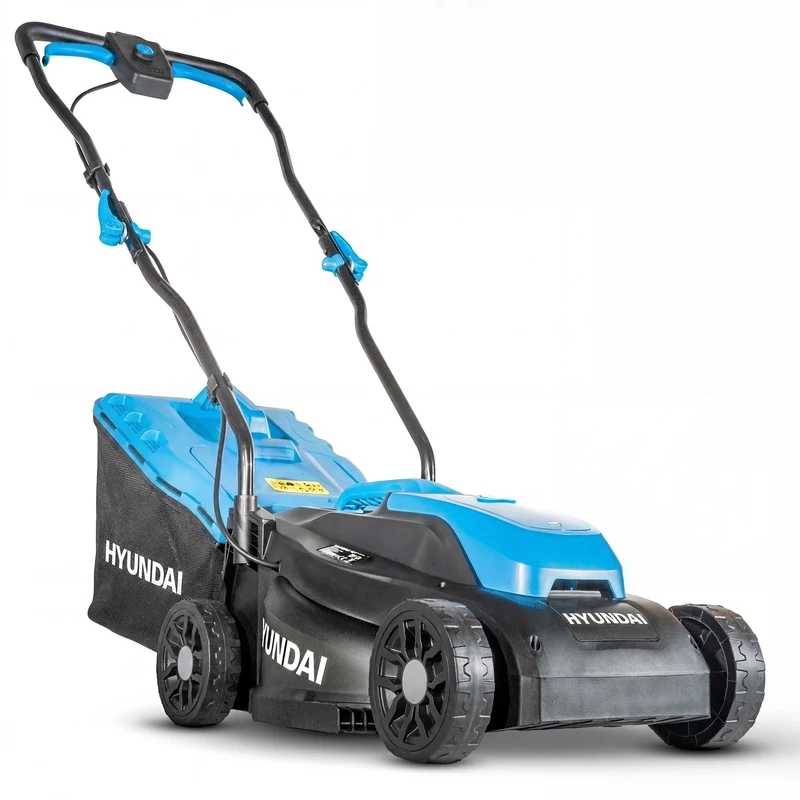 Hyundai 33cm / 13" 20V Brushless Cordless Lawnmower, 4.0Ah Battery & Charger, 32L Grass Bag, 5 Cutting Heights 25–65mm, Lightweight Push Mower, 3 Year Warranty