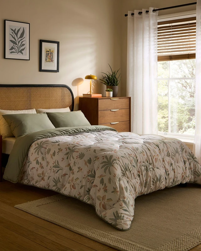 Night Lark Coverless Duvet and Pillowcase Set, Autumn Collection – Coverless Duvet Single 10.5 Tog with Advanced Smartfil® Fibre, Machine Washable, Hypoallergenic – Abstract Palms, Single Bed Size - Image 1