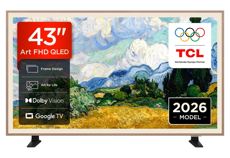 TCL 43A400PRO-UK 43 Inch NXTVISION QLED Art TV, 4K HDR, Google TV, Frame Design, Dolby Vision, Dolby Audio, AirPlay 2 (2026 New Model)